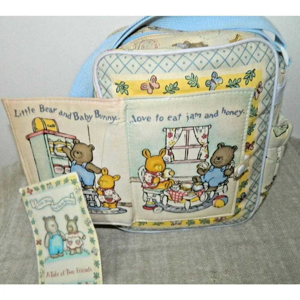 Cudlie Diaper Bag Blue with Attached Story Book Vintage‎